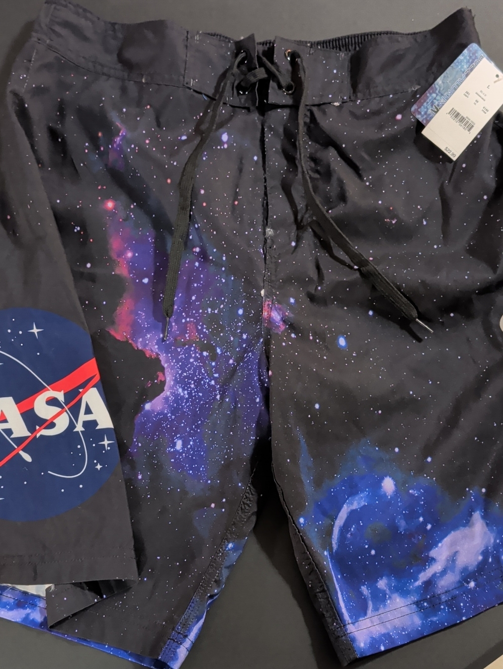 NEW. Black Galaxy Print Men’s Board Shorts